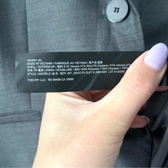 Theory Women's Grey Blazer Size 4 - Picture 8 of 11